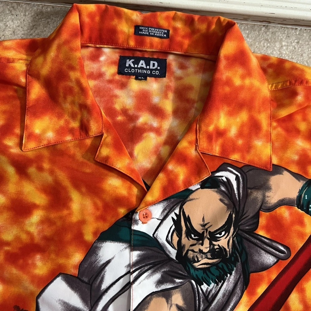 Vintage 90s Chinatown K.A.D. Clothing Co Mens XL Anime Samurai Flames Dragon - Picture 3 of 9